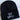 black beanie winter hat with sad songs in white font 