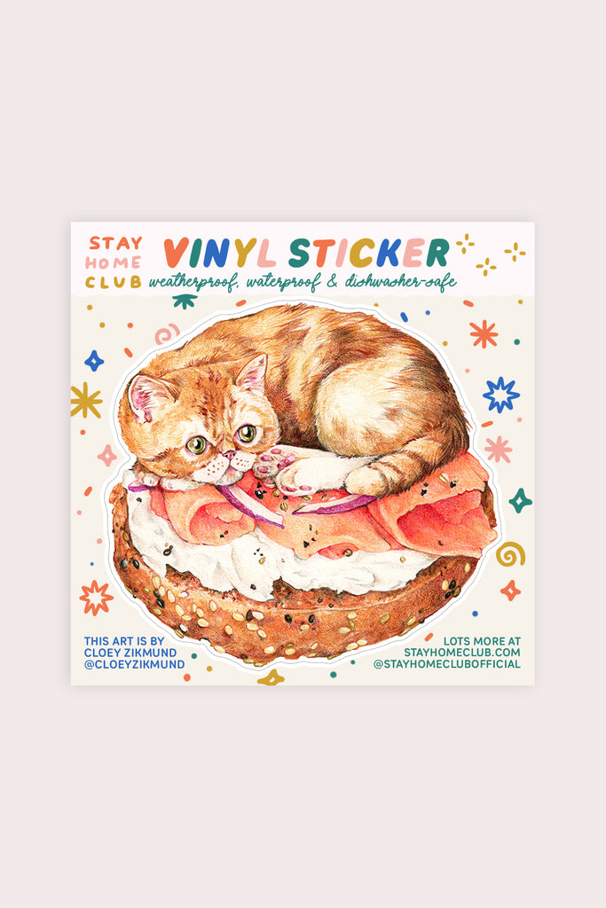 Bagel Cat Vinyl Sticker