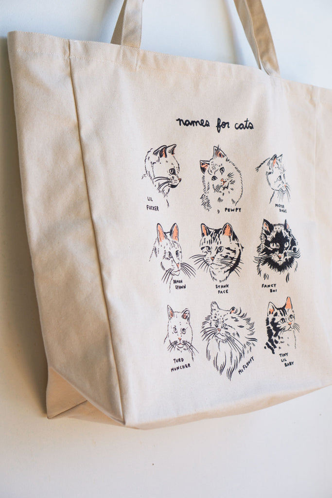 Names For Cats XL Tote - NATURAL