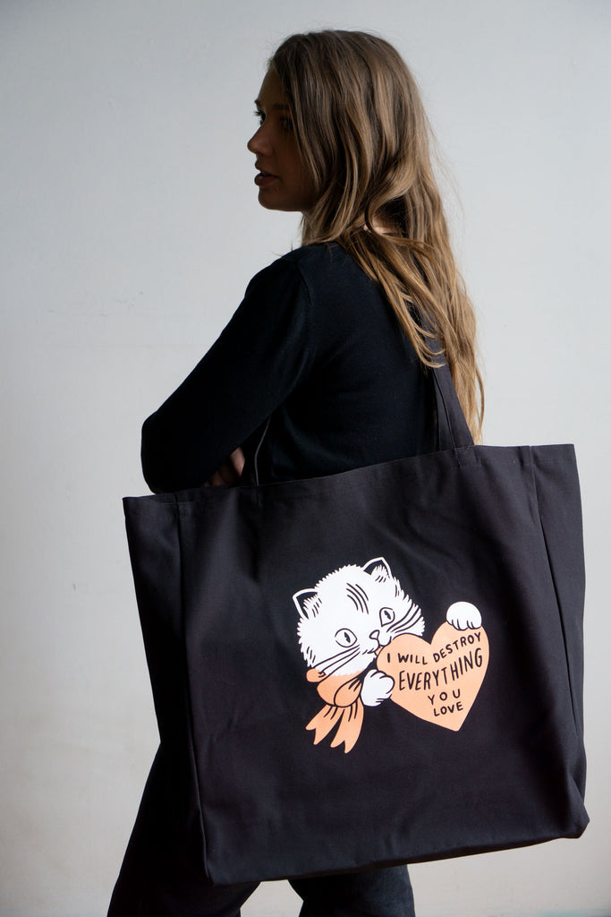Le fourre-tout XL 'Destroy (Cat)' Noir